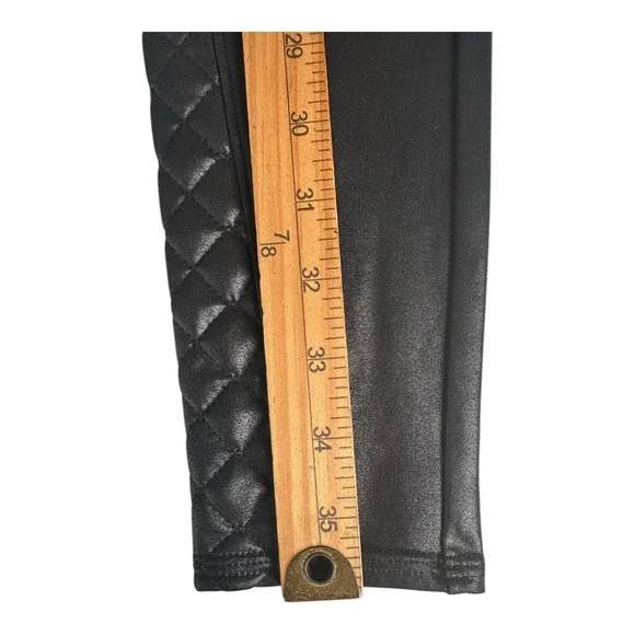 Spanx Black Faux‎ Leather Quilted Women Motto Stretch Leggings Size Small - Picture 8 of 16